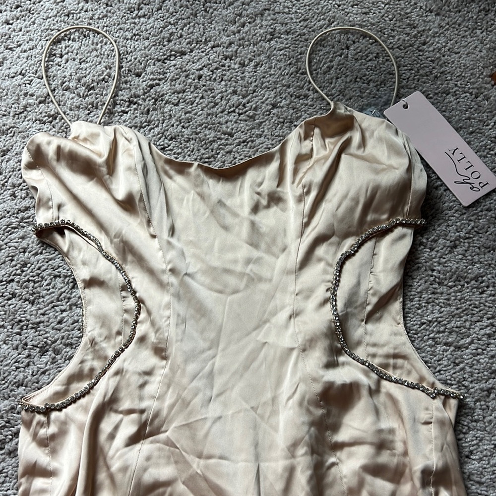 Oh Polly beige rhinestone dress. Never worn! Tags still attached